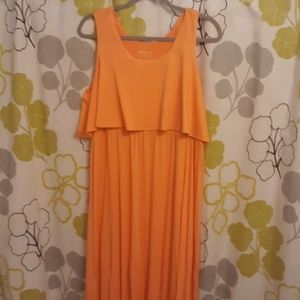 Merona Orange maxi dress ruffle top